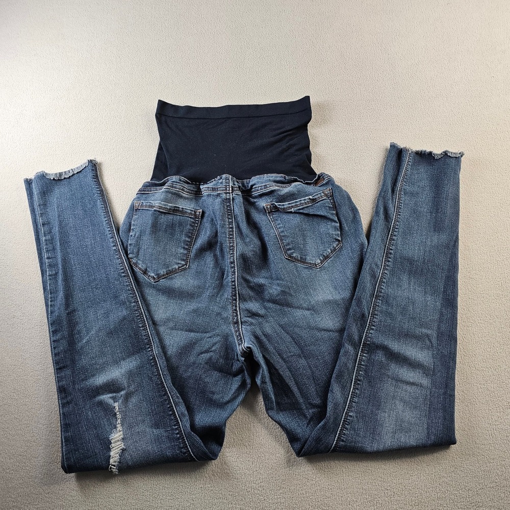 1822 Denim Maternity Distressed Skinny Leg Jeans Women's 32 Blue Stretch Pants - Picture 15 of 16